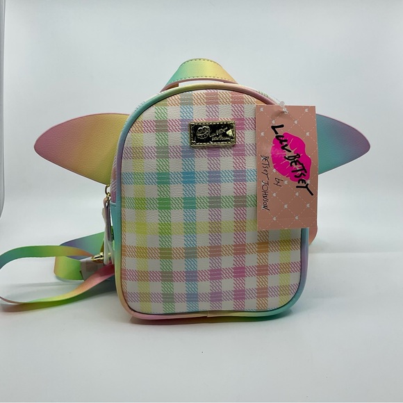 Betsey Johnson Handbags - Betsey Johnson Rainbow Kitsch Butterfly Wing Convertible Mini Backpack